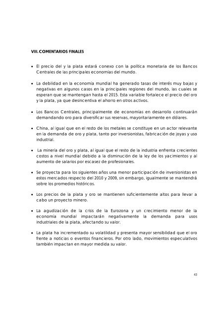 ORO Y PLATA MERCADO INTERNACIONAL Y MINERIA EN CHILE