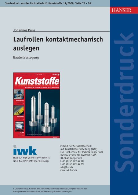 0911 Laufrollen kontaktmechanisch auslegen - IWK - HSR ...