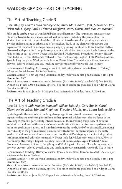 The Art of Waldorf Education - Rudolf Steiner College