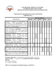 cronograma de disciplinas para mestrado periodo 2011.1 - CCS ...