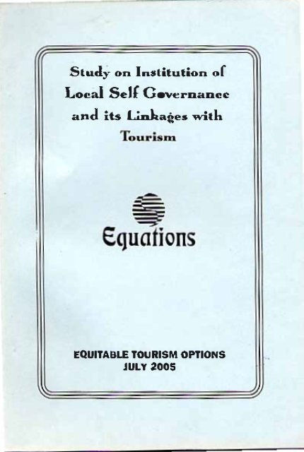 Institution of Local Self Governance and its Linkages with Tourism