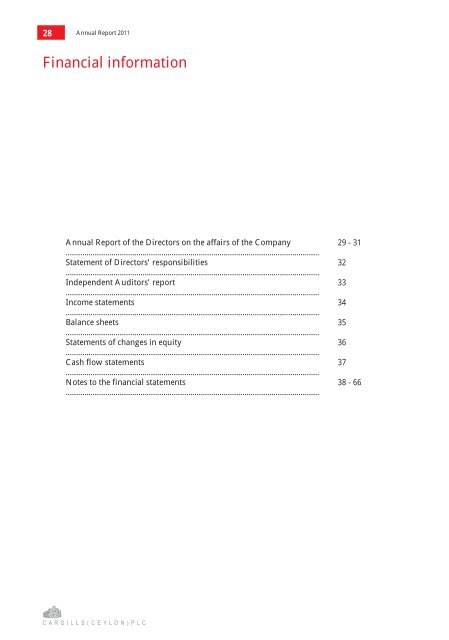 2011 Annual Report - Cargills (Ceylon)