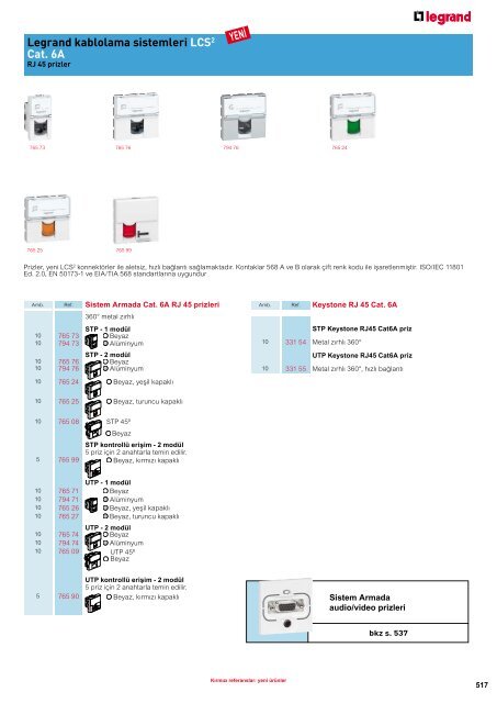 Legrand 2011-2012 Genel Katalog Sayfa 510 - 553 (4,38 MB, PDF)