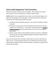 Extra Credit Assignment: Test Corrections