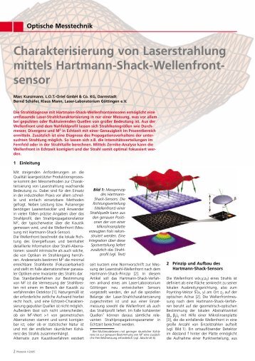 Charakterisierung von Laserstrahlung mittels Hartmann-Shack ...