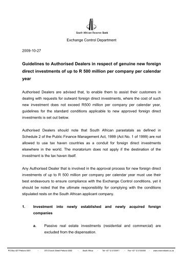 Exchange Control Department - South African Reserve Bank