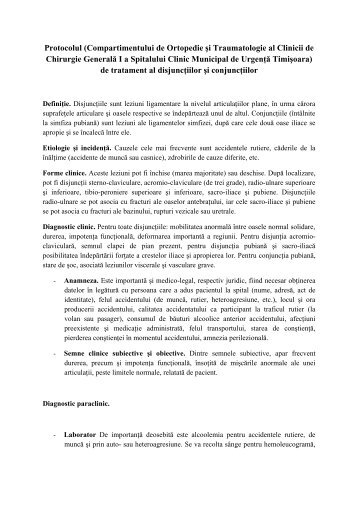 Protocolul disjunctiilor - Spitalul Clinic Municipal de Urgenta Timisoara