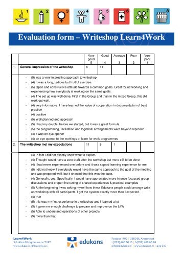 Evaluation form â Writeshop Learn4Work