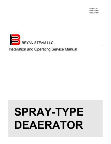 SPRAY-TYPE DEAERATOR - Bryan Boilers
