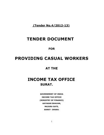 tender document providing casual workers income tax office