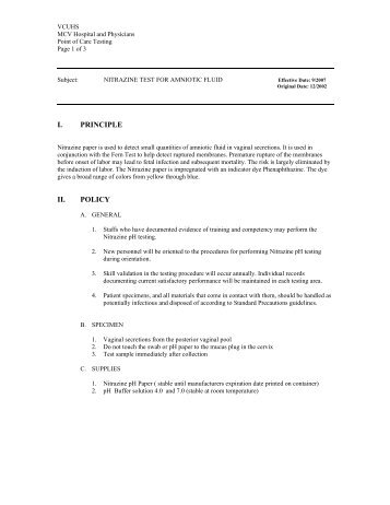 NITRAZINE TEST FOR AMNIOTIC FLUID