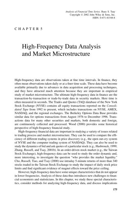 "Frontmatter". In: Analysis of Financial Time Series