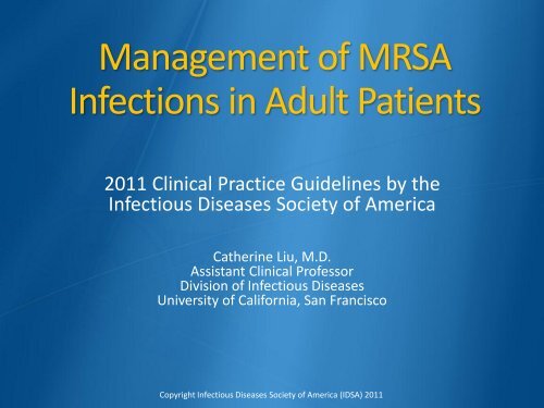 Management of MRSA - Infectious Diseases Society of America