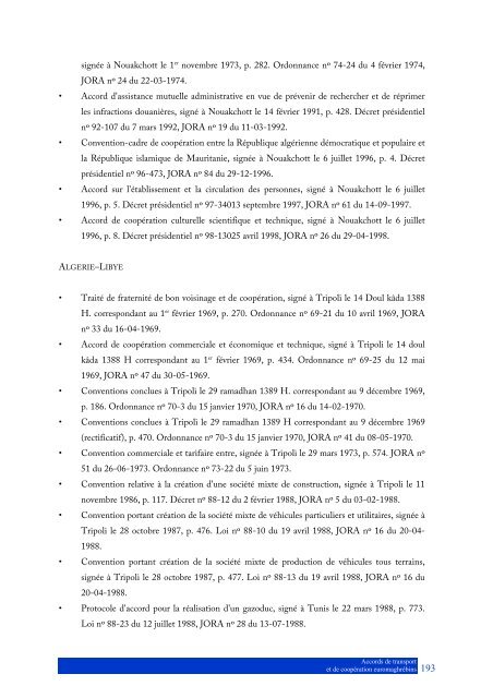 inventaire des accords de transport et de coopÃ©ration ... - cetmo