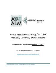 Needs Assessment Survey for Tribal Archives, Libraries, and ...