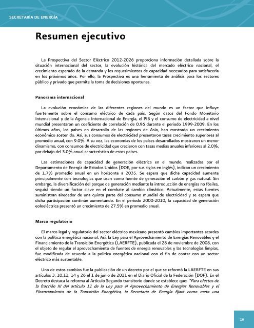 Prospectiva del Sector ElÃ©ctrico 2012-2026 - AÃ±o Internacional de la ...