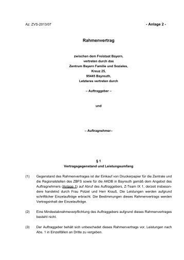 Rahmenvertrag - Zentrum Bayern Familie und Soziales - Bayern