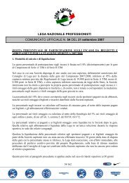 LEGA NAZIONALE PROFESSIONISTI ... - Diritto Calcistico