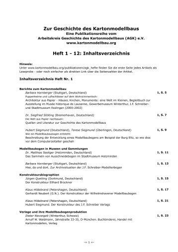 Heft 1 - 12: Inhaltsverzeichnis