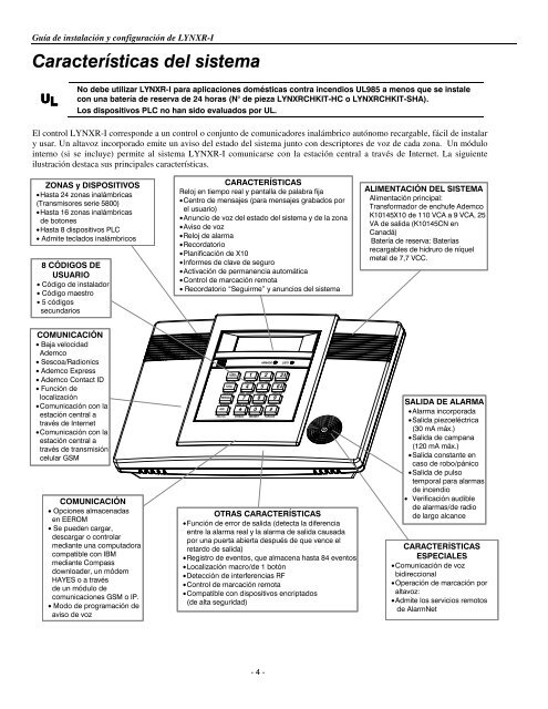 ADEMCO LYNXR-I Sistemas de seguridad - Syscom