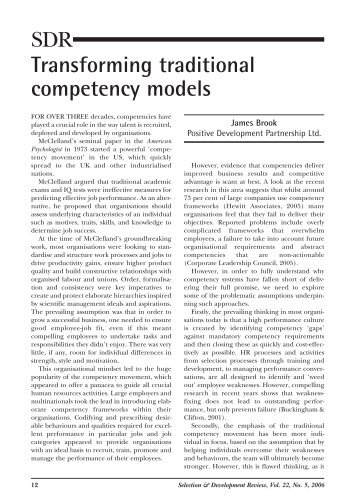 SDR Transforming traditional competency models