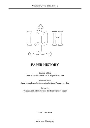 PAPER HISTORY - IPH. International Paper Historians