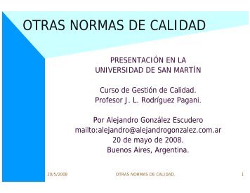 OTRAS NORMAS DE CALIDAD - Alejandro Gonzalez y Asociados