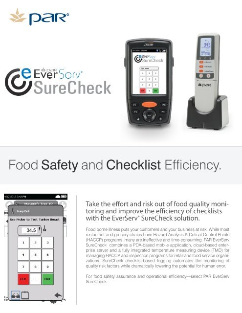 Food Safety and Checklist Efficiency. - Par Technology Corp.