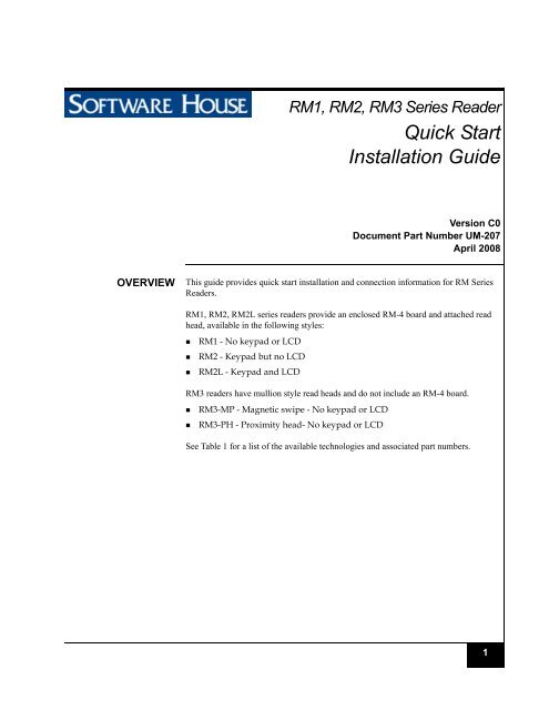 Quick Start Install Guide Example Quick Start Installation Guide - Tyco Security Products