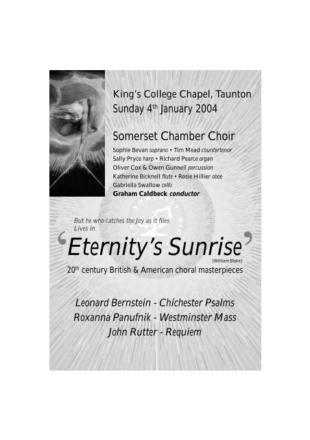 to view the concert programme - Somerset Chamber Choir