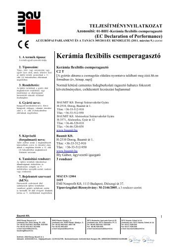 KerÃ¡mia flexibilis csemperagasztÃ³ - TNyLokok - Baumit