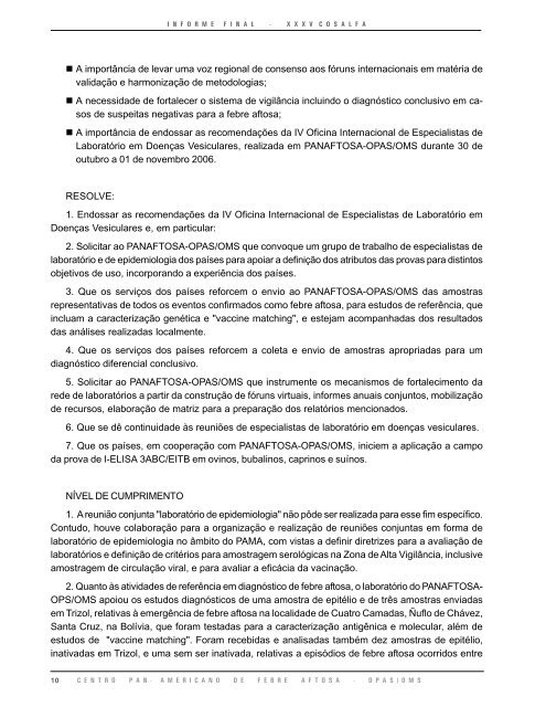 comissão sulamericana de luta contra a febre aftosa