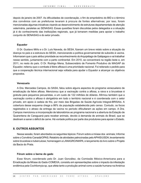 comissão sulamericana de luta contra a febre aftosa