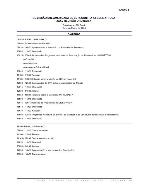 comissão sulamericana de luta contra a febre aftosa