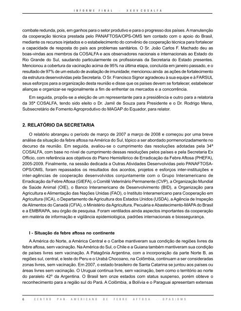 comissão sulamericana de luta contra a febre aftosa