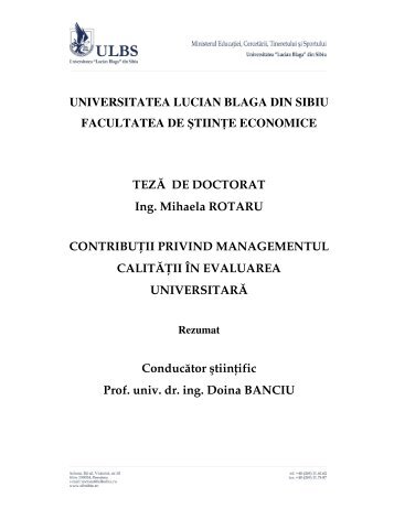5. actualitatea temei de cercetare - ULBS - Universitatea "Lucian ...