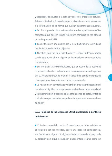 codigo de etica y conducta en los negocios empresas entel