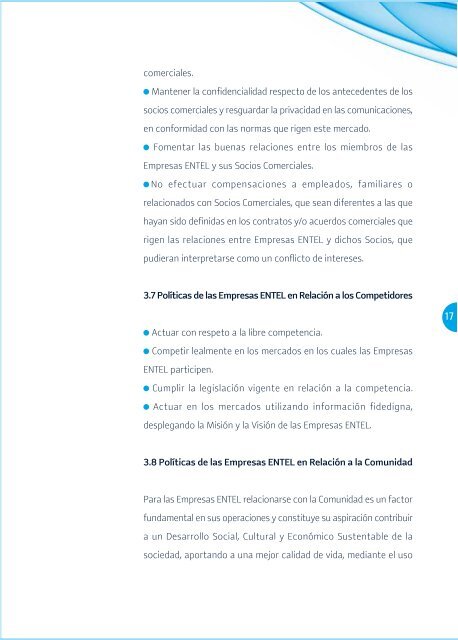 codigo de etica y conducta en los negocios empresas entel