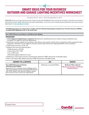 PY6 Outdoor Lighting Worksheet - ComEd