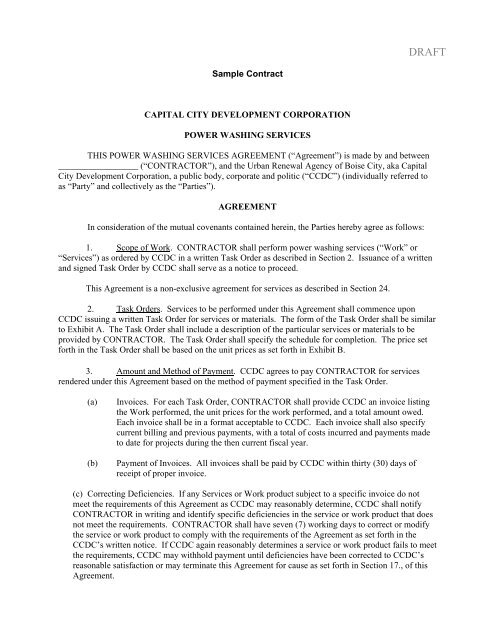 Sample Contract - Capital City Development Corporation