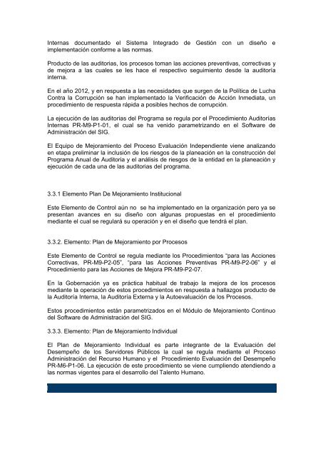 informe pormenorizado de control interno a julio de 2013