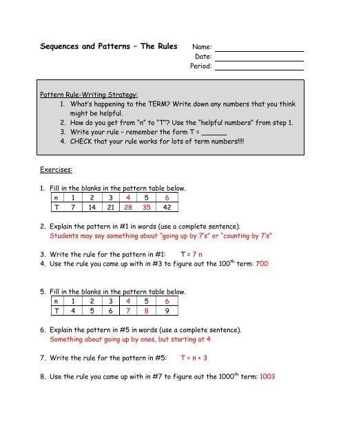 Sequences and Patterns â The Rules