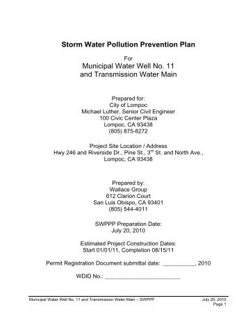 Storm Water Pollution Prevention Plan (SWPPP) - the City of Lompoc!