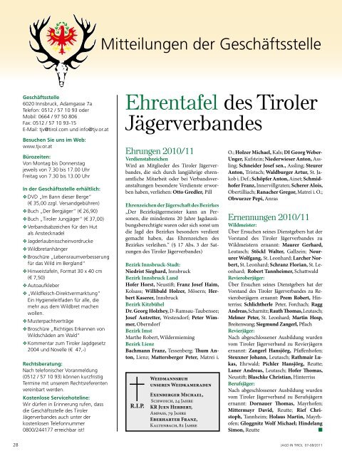 79Zur Vollendung des 79. Lebensjahres - Tiroler Jägerverband