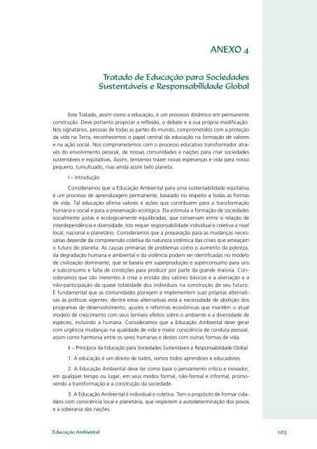 Educação Ambiental: aprendizes de sustentabilidade - Ministério da ...