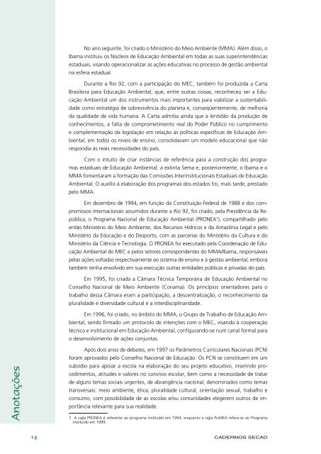 Educação Ambiental: aprendizes de sustentabilidade - Ministério da ...