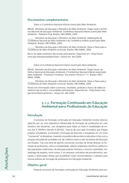 Educação Ambiental: aprendizes de sustentabilidade - Ministério da ...