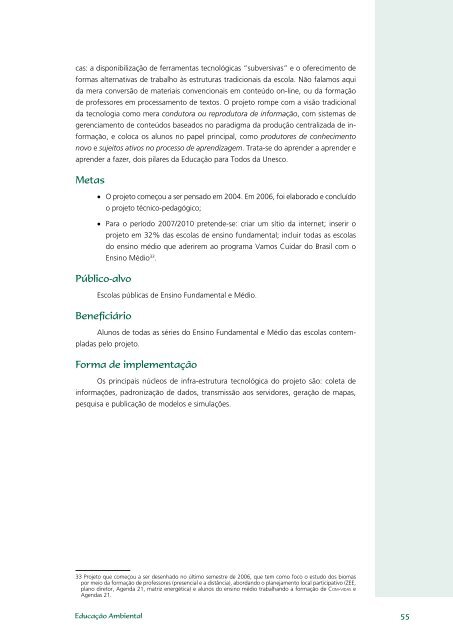 Educação Ambiental: aprendizes de sustentabilidade - Ministério da ...