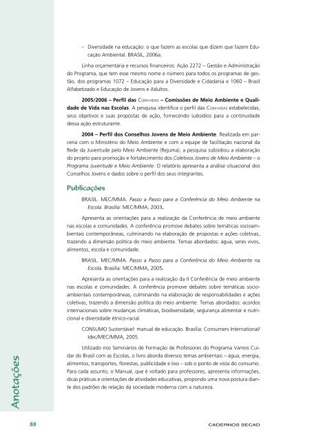 Educação Ambiental: aprendizes de sustentabilidade - Ministério da ...