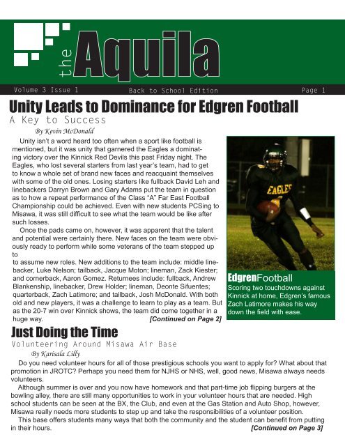 Vol.3.Issue.1.September.2007 - Edgren High School EagleNet